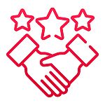 Icon Handshake und 3 Sterne