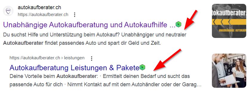 Meta-Beschreibung, wie sie bei den Suchergebnissen aussieht am Beispiel von "autokaufberater"